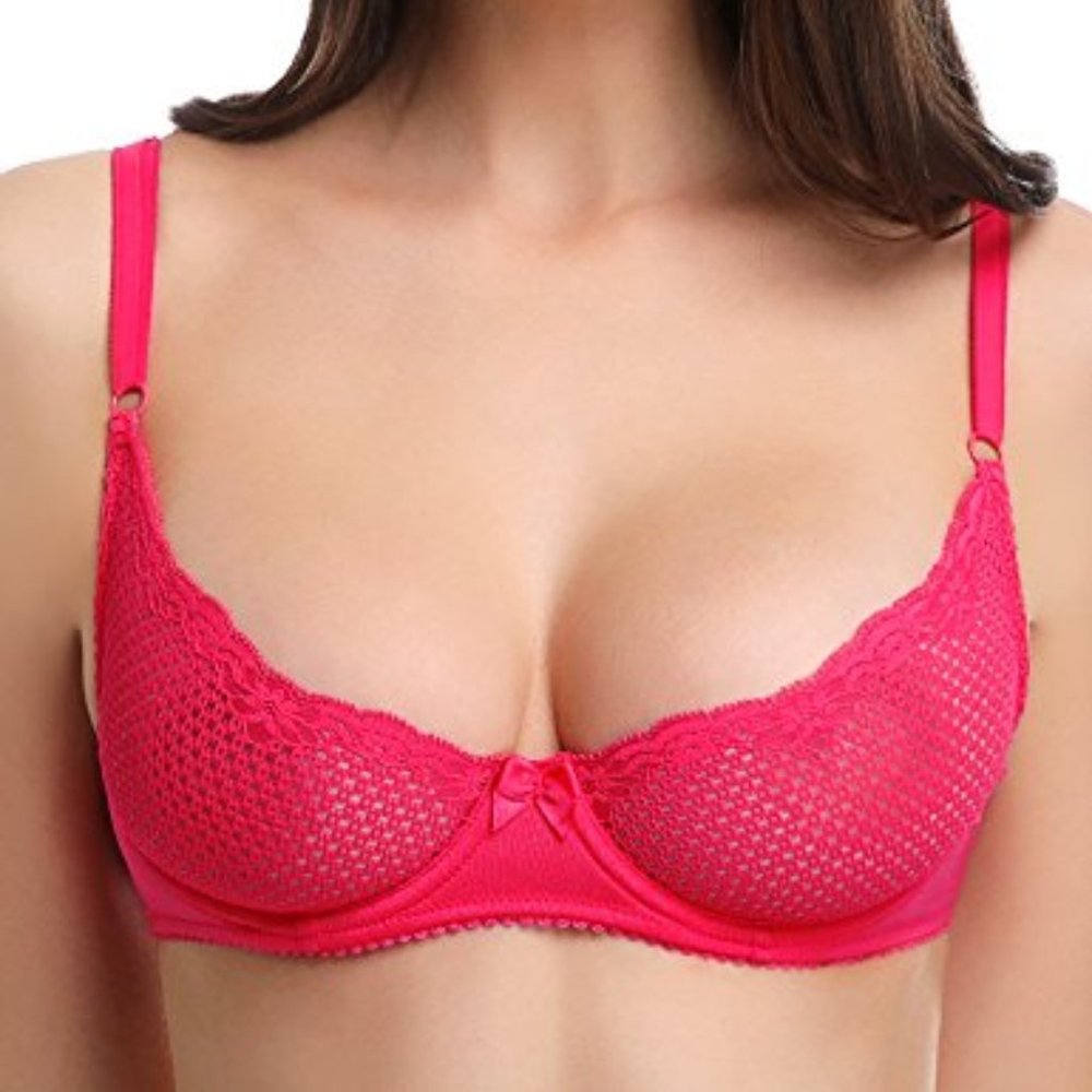 NWT Wingslove 1/2 Cup Lace Mesh Demi Underwire Bra